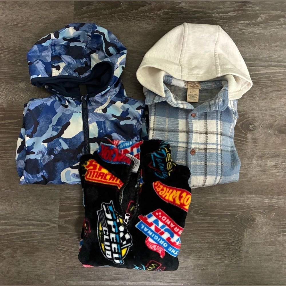 Boys Toddler Shacket Fleece Windbreaker Layer Jacket bundle Sz XS and S